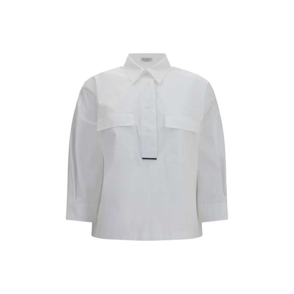 Brunello Cucinelli Women Cotton Shirt With Monili Details